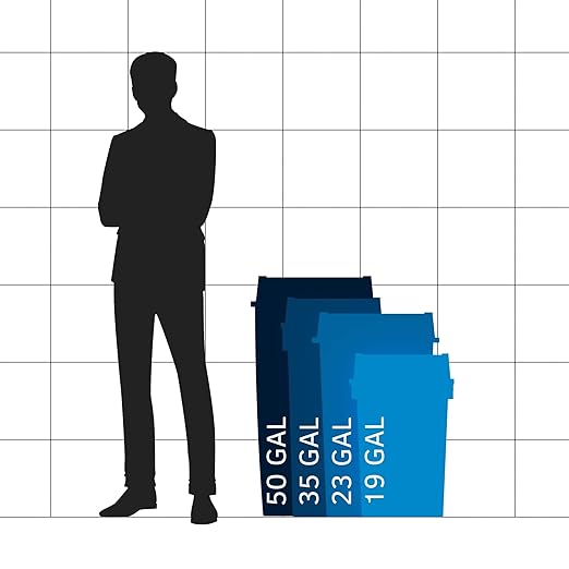 19 Gallon Blue Square Commercial Trash Can with Lid