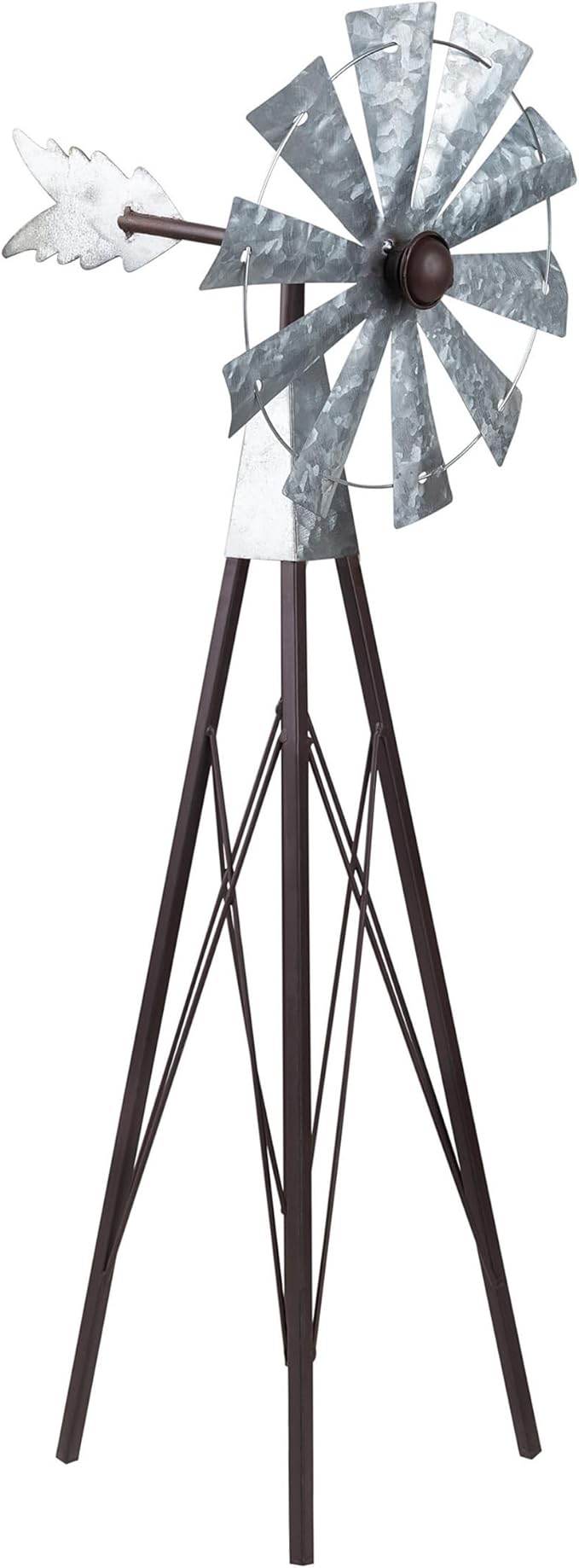 Alpine Corporation JUM368 Outdoor Metal Windmill Spinner Garden Yard Decoration, 24 Inches Tall, Bronze and Silver