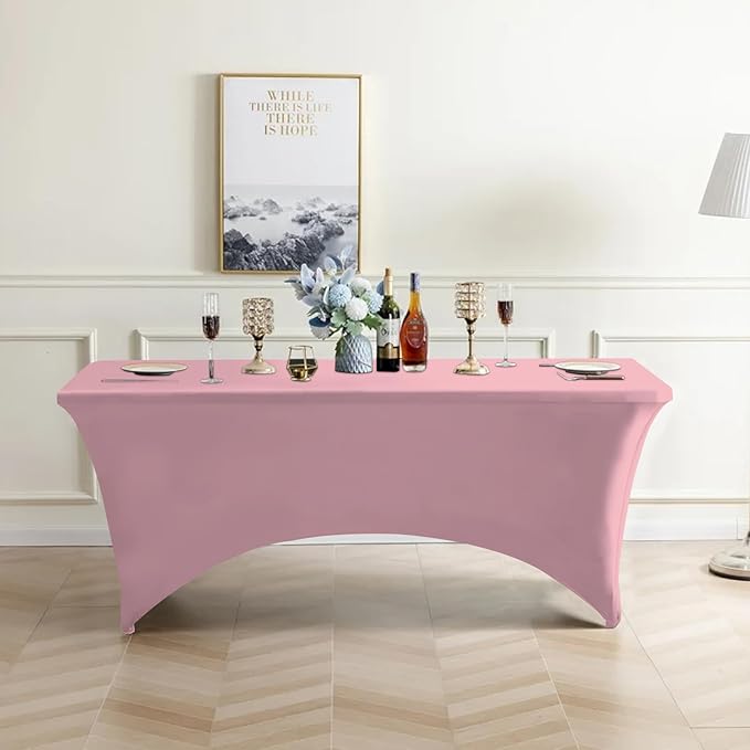 Eurmax USA Rectangular Fitted Spandex Table Covers 4ft Tablecloth Wedding Event Patio Table Decorations Stretch Table Cover for 4ft Folding Table (Hot Pink,2 Pack)