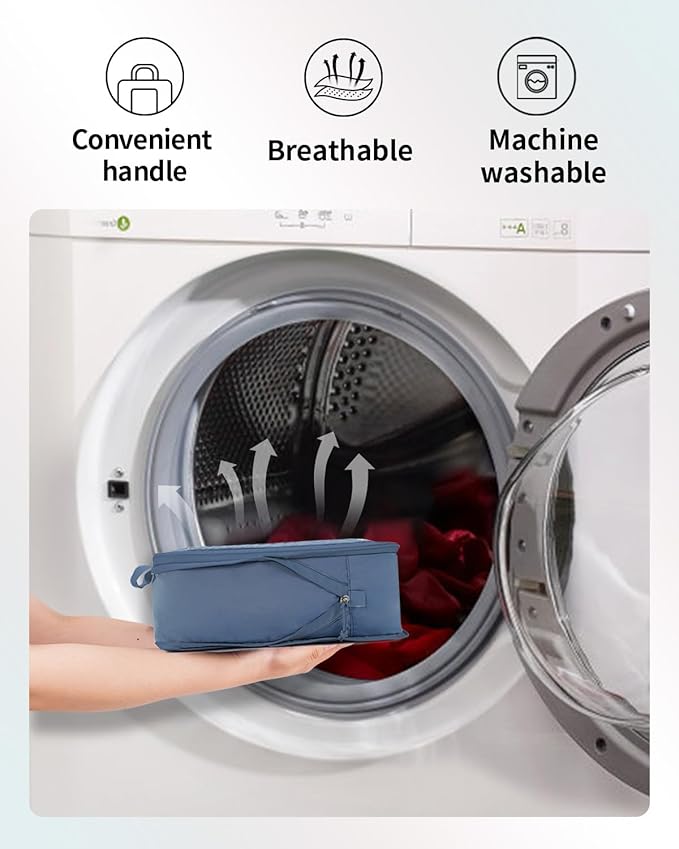 ECOHUB 5 Set Compression Packing Cubes for Suitcases Organiser Bags Set Travel Essentials with Shoe Bag for Traveling Tear-resistant Travel Accessories with ID Tag Expandable Packing Bags(All Blue)