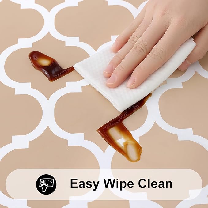 Smiry Rectangle Picnic Table Cover, Waterproof Elastic Fitted Camping Tablecloths for 8 Foot Tables, Wipeable Flannel Backed Vinyl Tablecloth Protector for Indoor, Outdoor (Khaki, 30x96 Inches)