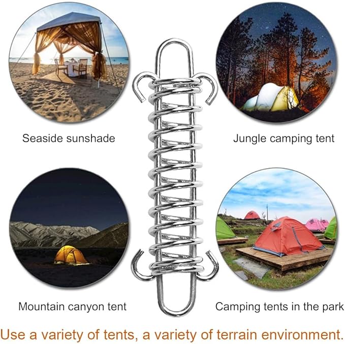 10PCS Tent Spring Buckle, 304 Stainless Steel Porch Swing Springs Heavy Duty, Windproof Tarp Springs, Rope Spring for Awning, Dog Chain Tension Springs, Sun Sail Shades Springs Tension