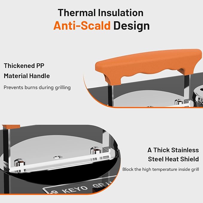 KEYO GRILL 16-Inch Heavy Duty Portable Charcoal Grills, 168 Sq. In. Dual Vent Control Camping BBQ Grills with Foldable Legs, Lid Thermometer Compact Outdoor Grill for Backyard, Tailgate, Boat