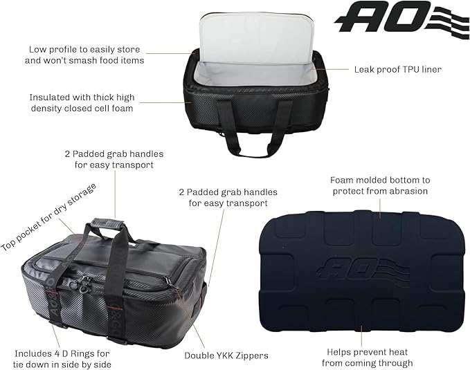 AO Coolers Stow N' Go Cooler, Low-Profile, Leakproof with High-Density Insulation, Holds Ice for 24 Hours, HD Carbon Black, 38 Pack