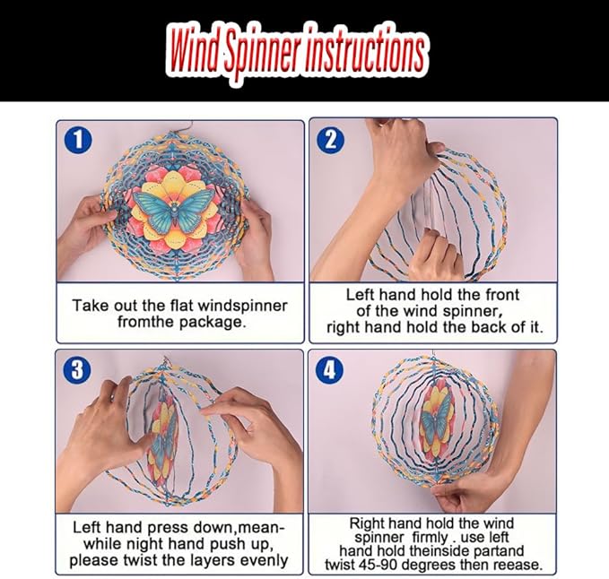 3D Wind Spinner for Garden - 10inch Stainless Steel with Double-Sided UV Printing | High-Resolution Images | Weather-Resistant Outdoor Spinning Decor for Patio, Yard & Gifts (Butterfly)