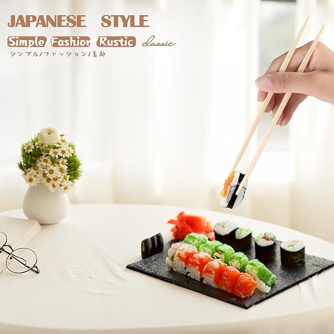 100 pairs Disposable Bamboo Chopsticks, 9.5 Inch Japanese Style Double Pointed Sleeved and Separated Chop sticks for Sushi & Asian Dishes
