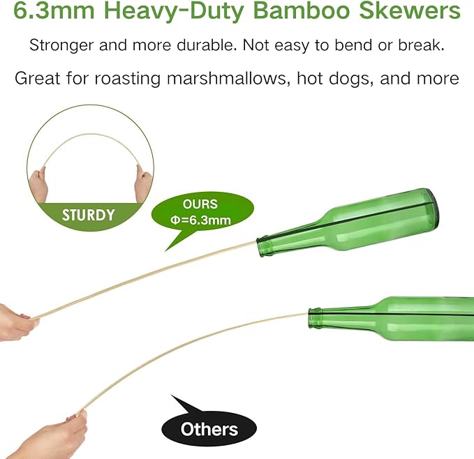 125 PCS 30-Inch Extra Thick 6.3mm Smores Sticks & Marshmallow Sticks for Fire Pit & Campfire – Heavy Duty Long Bamboo Skewers for Grilling, BBQ, Hot Dogs, Camping, and Plant Stakes – VESYMAN