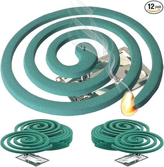 W4W Mosquito Repellent Coils - Outdoor Use Reaches Up to 10 feet - Each Burns for 5-7 Hours (Three Pack Contains 12 coils & 6 Stands)