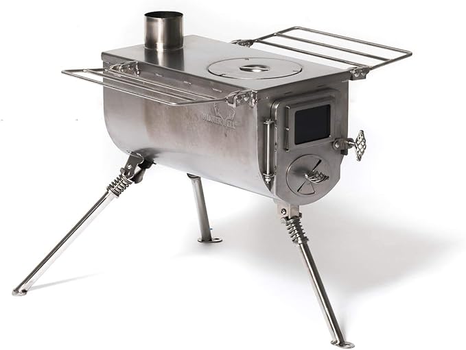 Winnerwell Woodlander Medium Tent Stove | Tiny Portable Wood Burning Stove for Tents, Shelters, and Camping | 800 Cubic Inch Firebox | Precision Stainless Steel Construction | Includes Chimney Pipe