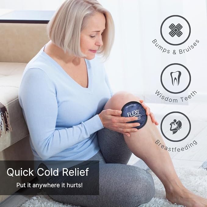 FlexiKold Gel Ice Pack Circles w/Straps (4 Pack) - Small Ice Packs, Reusable Ice Pack for Injuries, Ice Packs Reusable, Breastfeeding, Wisdom Teeth, Sinus Headaches - 6304-STRAP4PK by NatraCure