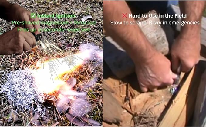 Fire Starter Kit with Magnesium Shavings and Waterproof Matches – Multiple Options with Ferro Rod and Fire Rope for Camping, Emergency, Bushcraft, Survival