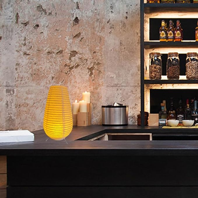 YY YEARCHY Table Lamp Paper Lamp Standing Lamps with Rice Paper Shade for Bedroom Livingroom (1, 10.43"x 5.71")