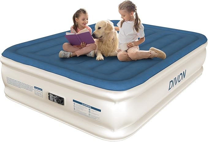 DIVON Air Mattress Full with Built in Pump,18’’Thicken Inflatable Mattress in 3 Mins,Foldable Blow Up Mattress,Portable Full Size Air Mattress for Camping,Travel&Floor,Air Bed for Adults,660lbs
