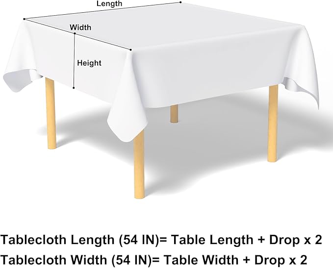 misaya Square Waterproof Vinyl Table Cloth, Buffalo Flannel Backed Tablecloth, Wipeable Plastic Table Cover for Dinner, Kitchen, Outdoor (54" x 54", Sage Green and White)