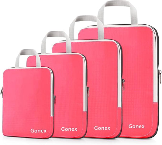Gonex Compression Packing Cubes, 3pcs/4pcs Expandable Storage Travel Luggage Bags Organizers