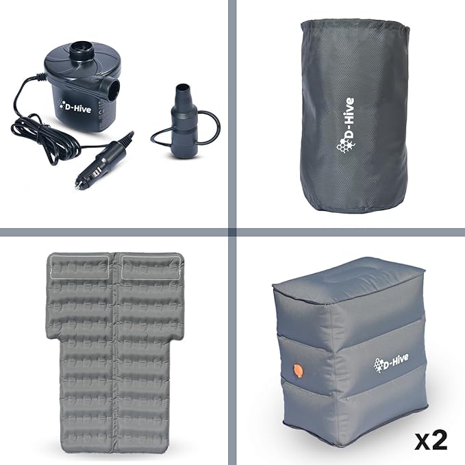 D-Hive Unbeatable Durability SUV Air Mattress for Car Camping, Durable Extra Thick 300D Oxford Fabric, Quick Easy Set-Up w/Electric Pump, Bed Mattress, Mattress for SUV, Car Air Mattress