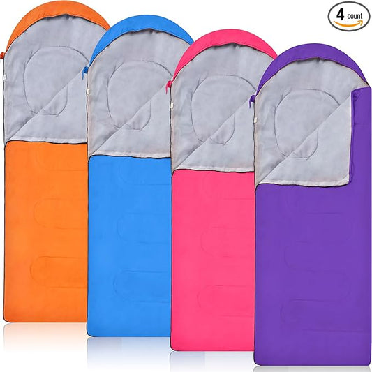 Macarrie 4 Pcs 0 Degree Camping Sleeping Bags Bulk for Adults 4 Season Warm Cold Weather Sleeping Bags with Compression Sack Lightweight Portable Waterproof for Backpacking Hiking Outdoor
