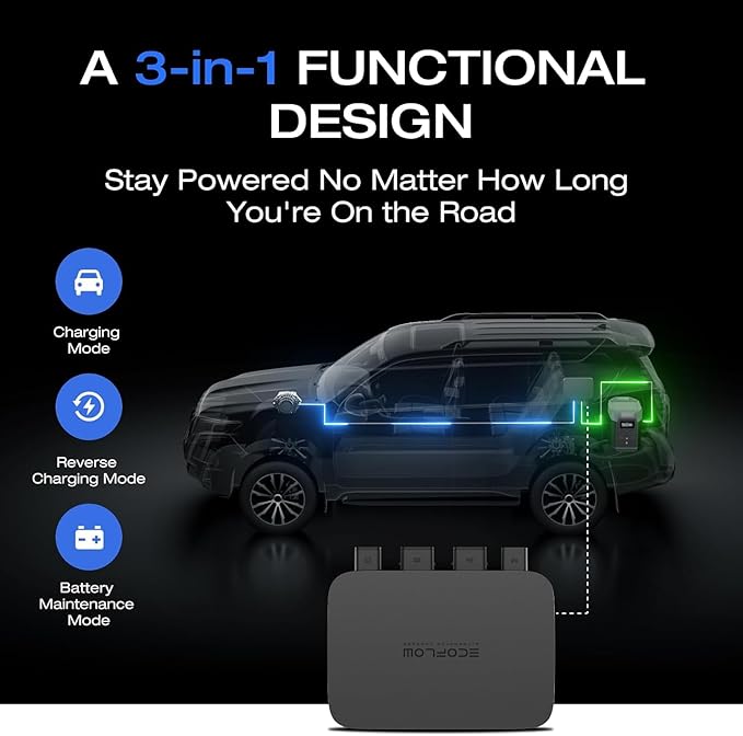EF ECOFLOW 800W Alternator Charger with Delta 3 Portable Power Station,Jump Starter 8× Faster Than Cigarette Chargers