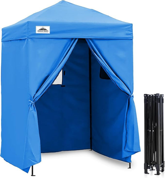 EAGLE PEAK Flex Ultra Compact 5x5 Pop-up Canopy, Sun Shelter, Changing Room, Portable Privacy Tent for Pool, Fashion Photoshoots, or Camping, Light Blue