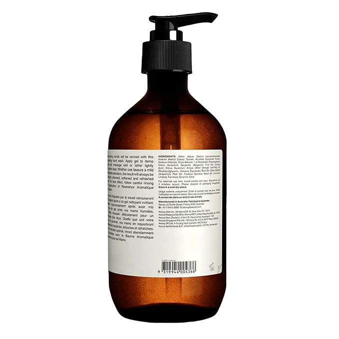Aesop Reverence Aromatique Hand Wash | Gentle Exfoliating Hand Wash with Finely Milled Pumice | 500mL / 16.9 oz (Pack of 3)