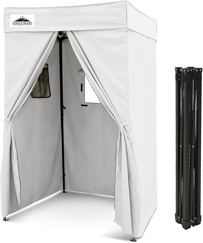 EAGLE PEAK Flex Compact 4x4 Pop-up Canopy Changing Room, Portable Privacy Dressing Room for Indoor Fashion Photoshoots, Camping, or Pool, White