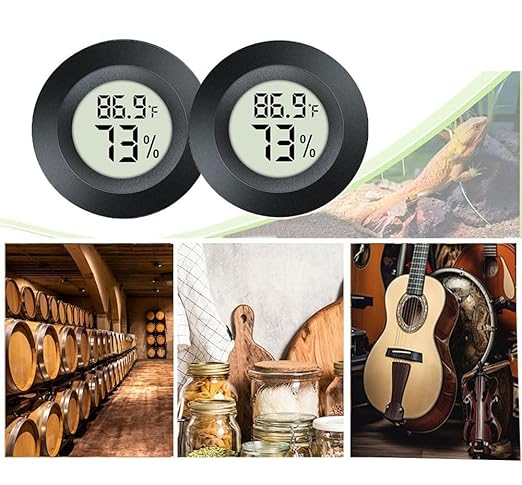 6-Pack Mini Hygrometer Gauge Indoor/Outdoor Thermometer, Digital Humidity Temperature Meter for Humidifiers Dehumidifiers Greenhouse Reptile Plant Humidor, Fahrenheit(℉) or Celsiu(℃)