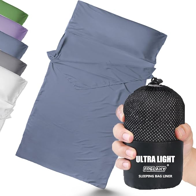 Frelaxy Ultralight Sleeping Bag Liner - Lighter & Compact, 3 Sizes Travel Sheets & Adult Sleep Sack, Comfy Breathable & Cooling & Silky Soft, Quick-Drying, for Backpacking, Hotel, Camping, Hostels