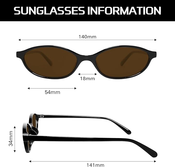 Retro Oval Sunglasses for Women Chic Cat Eye 90s Sunnies Lightweight Narrow Shades Trendy UV protection Sun Glasses