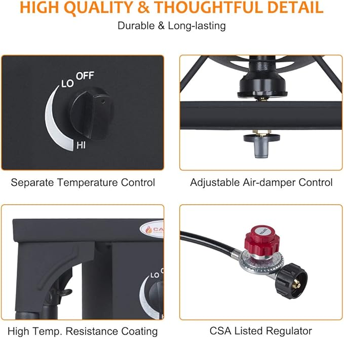 Camplux Propane Burner 130,000 BTU, Single Gas Burners, Outdoor Stove for Home Brewing, Turkey Fry, Maple Syrup Prep