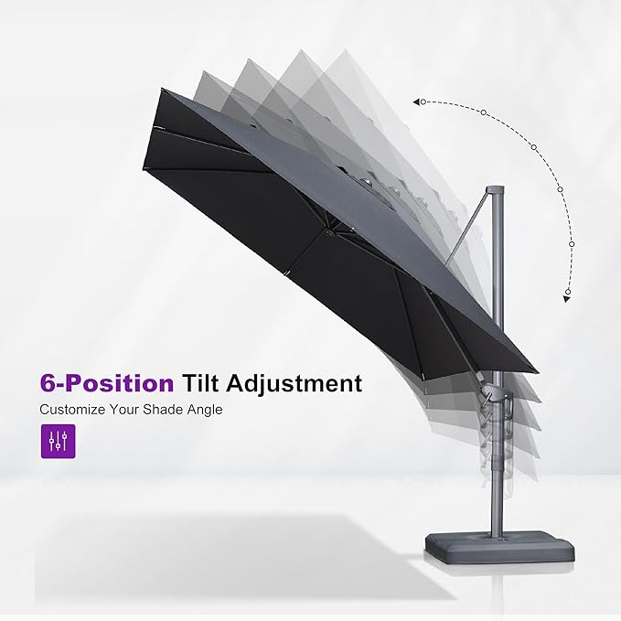 PURPLE LEAF 10' X 13' Rectangle Patio Umbrella Outdoor Large Aluminum Cantilever Umbrella with 3-Year Fade Resistance Recycled Fabric and 360-degree Rotation for Deck Pool Garden, Mist Grey