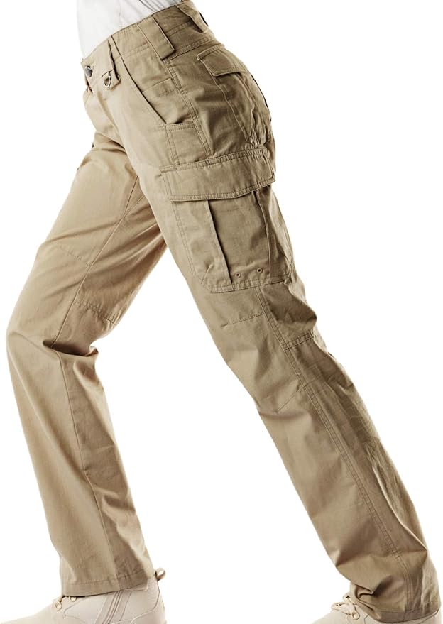 CQR Women's Flex Stretch Tactical Pants, Water Resistant Ripstop Cargo Work Pants with Pockets for Outdoor & Hiking