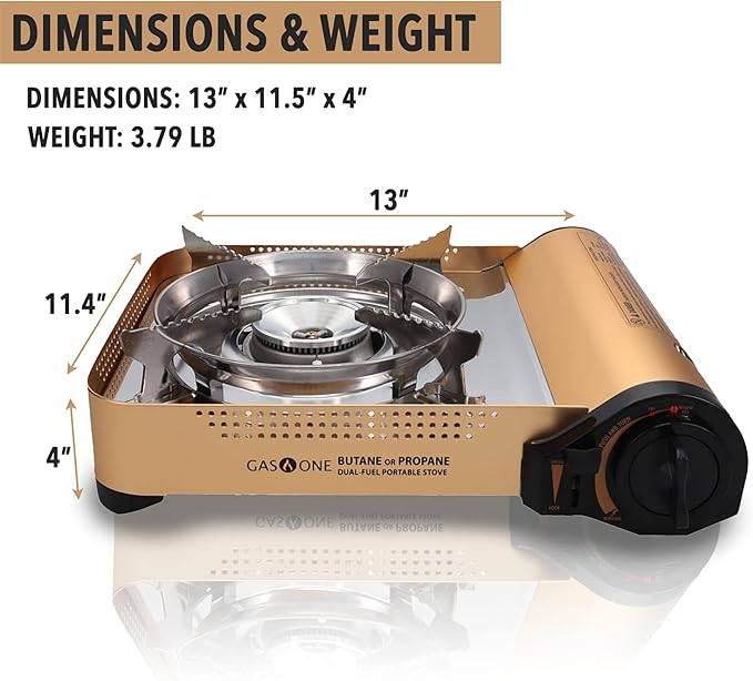 Gas ONE GS-4000P - Premium Dual Fuel Camp Stove with 4 Butane Fuel Cartridge Bundles