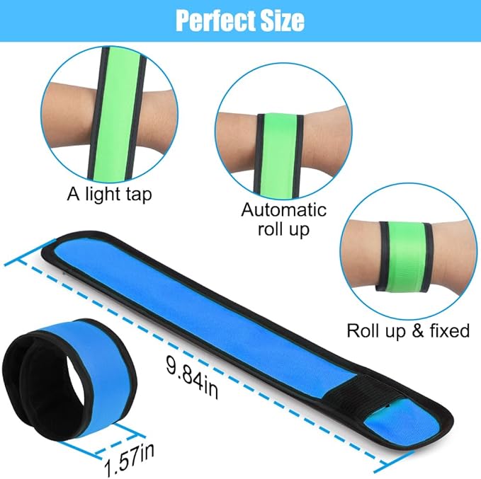 Dilabnba 6PCS Led Light Up Slap Wristband for Running Night Safety, Glow in The Dark Slap Bracelets Arm Band Reflective Strips for Cycling Walking Concert Camping Party