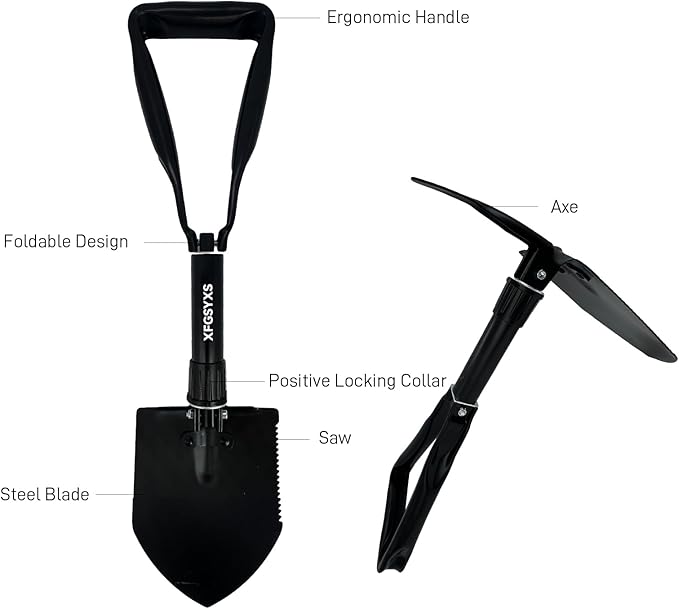 Mini Folding Camping Shovel, Lightweight Portable Small Tactical Survival Shovel, High Carbon Steel Military Shovel Entrenching Tool for Outdoor, Hiking, Digging, Backpacking, Car Emergency, Off Road
