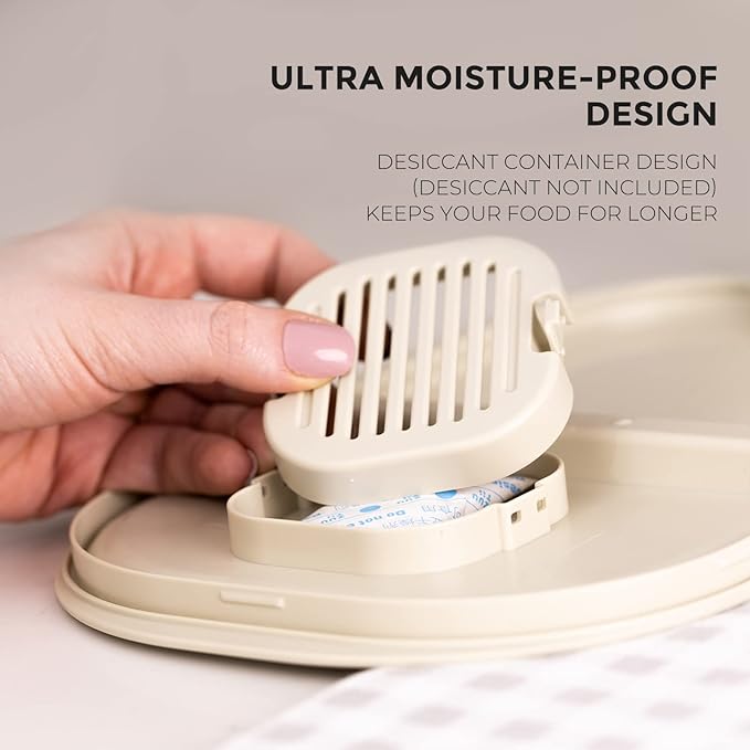 Zuutii Rice Storage Container,Food Container, Dry Food Storage, Pet Food Dispenser, 6.9Qt/11lbs Large Storage Bin with Lid,Silicone Ring & Moisture Proof,for Grain Cereal Soybean Corn,Begie