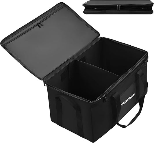 45L Camping Organizer, 1680D Heavy Duty Waterproof Camping Storage for Camping Cooking Utensils and Camping Cookware, with Hard Bottom, Camping Bag with Zippered Lid for RV, Hiking