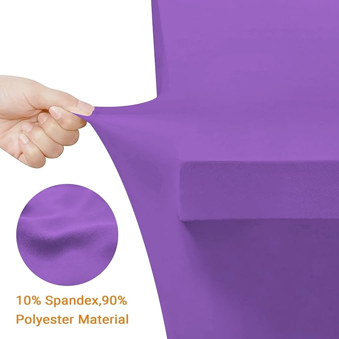 Eurmax USA 4Ft Rectangular Fitted Spandex Tablecloths Wedding Patio Table Covers Event Stretchable Tablecloth (Plum)