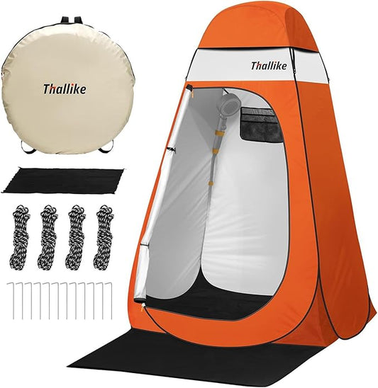Upgrade Pop Up Privacy Shower Tent 55" x 55" x 83", Portable Camping Shower Tent, Camping Toilet Changing Room with Rain Shelter & Extended Floor Mat, Dressing Room for Camping and Beach