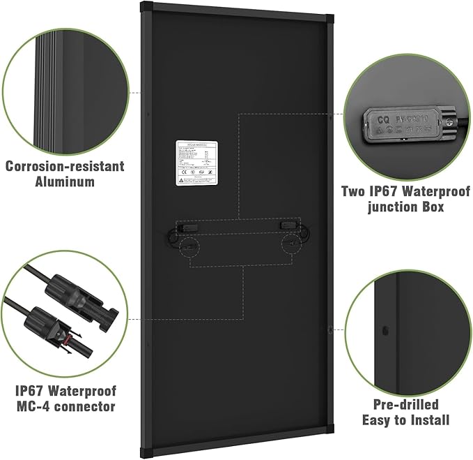 1000 Watt Solar Panels (200W 5 Pack) Monocrystalline High-Efficiency 12V Solar Panel for RV Camping Boat Home Farm Marine Battery and Other Off-Grid Applications (1000w, 200w*5)