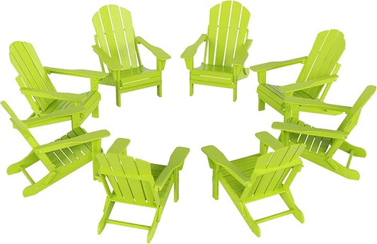 WestinTrends Malibu Malibu Outdoor Folding Poly Adirondack Chair (Set of 8), Lime