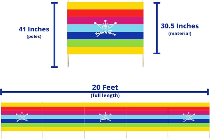 Premium 20 ft Beach Windscreen, Privacy Screen, Wind Blocker - Beach Colors, Free Rubber Mallet and Carry Bag Included