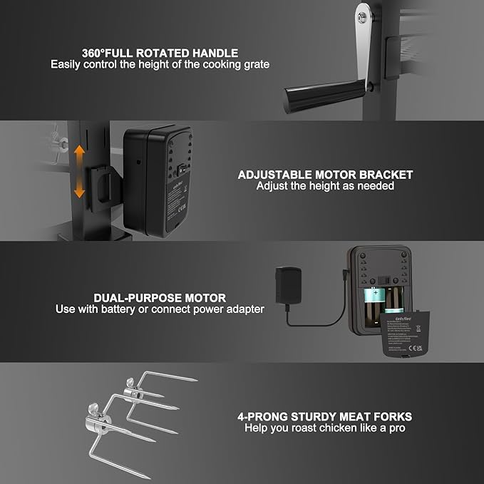 onlyfire Santa-Maria Style Rotisserie Rotating System for Solo Stove Yukon 27" Smokeless Fire Pit