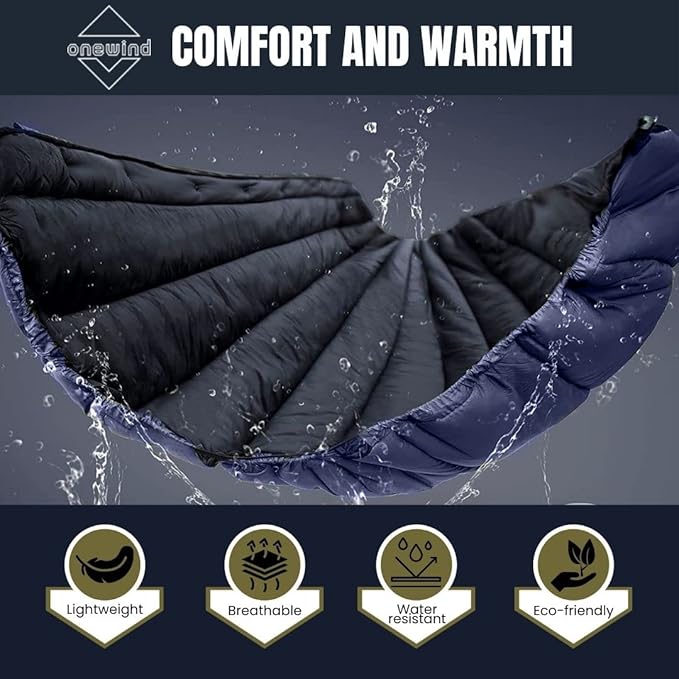 onewind Double Hammock Underquilt Warm Insulation Ultralight 3-4 Season Camping Quilt, Portable for Hiking, Backpacking