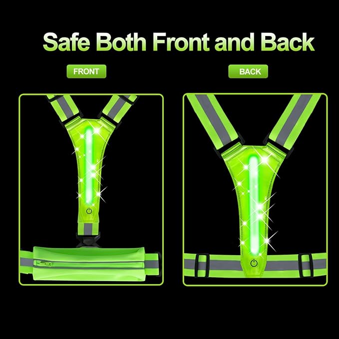 LED Safety Wristband Lights - Rechargeable Light Up Arm Ankle Band Kids Magic Slap Glow Bracelets Reflective Belt High Visibility for Night Cycling Walking Joggers Running Gear