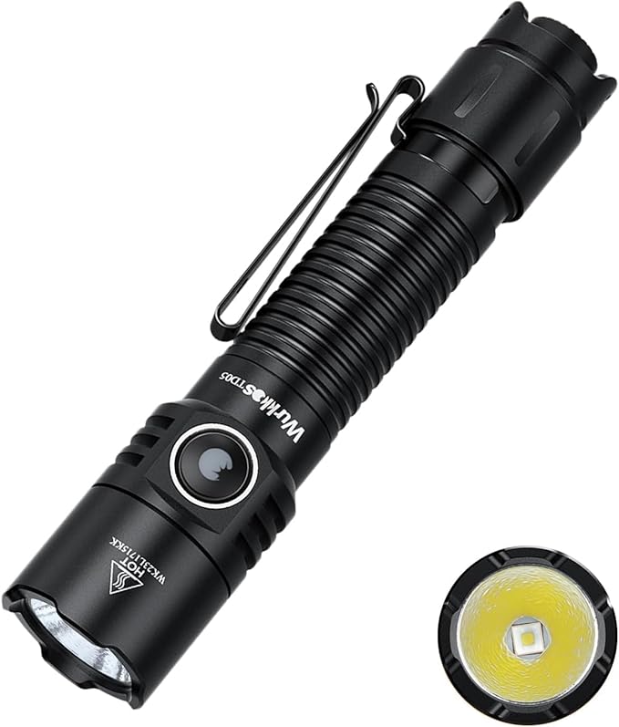 Wurkkos TD05 Rechargeable Flashlights USB C, Max 1800Lumen Tactical Led Flashlight Dual Switch Design, 373M Long Range EDC Flashlight, IP68 Waterproof Flashlight for Indoor Outdoor Usage-Black