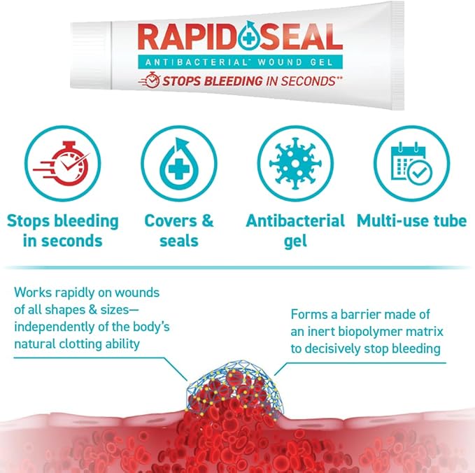 Wound Gel (1 Tube) | Stops Bleeding in Seconds | Ideal for Cuts, Scrapes, Razor Nicks for Emergency First Aid Supplies