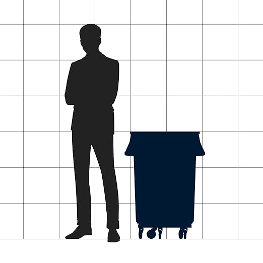 44 Gallon Blue Round Commercial Trash Can with Lid and Dolly