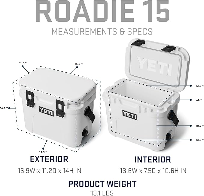 YETI Roadie 15 Hard Cooler with DoubleDuty Shoulder Strap