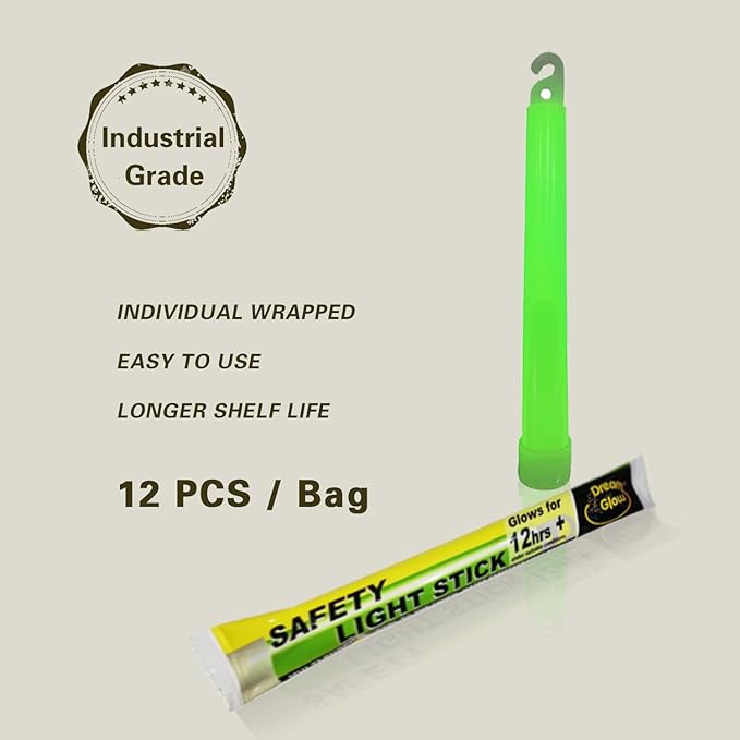 Industrial Grade Glow Sticks(12-90PCS) 6 inches Ultra Bright Emergency Light Sticks for Camping Accessories Hurricane Supplies,Earthquake, Survival Kit More Lasts Over 12 Hours……