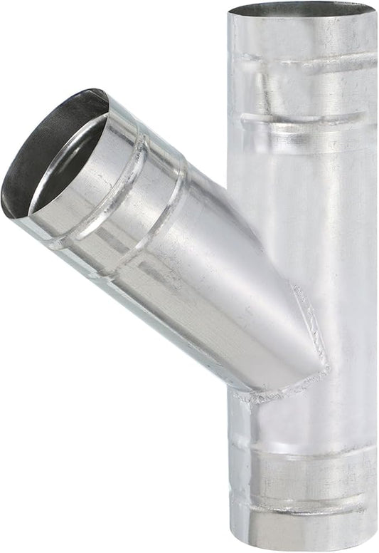 3" Inch Galvanized Steel Y Shape 3 Way Duct Splitter - 45 Degree HVAC Ventilation Fitting for Dryer Vent, Exhaust Fan & Dust Collection Systems